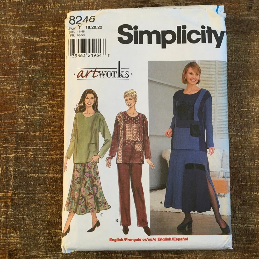 Simplicity Sewing Pattern 1028 Art Works Skirt Top Pant Lagenlook 18-22 UNCUT